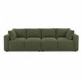 Canapé modulaire 4 places en tissu bouclette vert olive