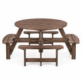 Table ronde de pique-nique en bois de pin avec bancs intégrés
