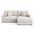 Canapé d'angle en tissu beige avec méridienne, 230x150x85 cm