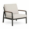 Fauteuil de jardin en aluminium avec accoudoirs en bois et coussins en polyester beige