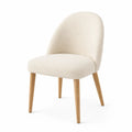 Chaise en tissu polyester beige avec pieds en chêne massif