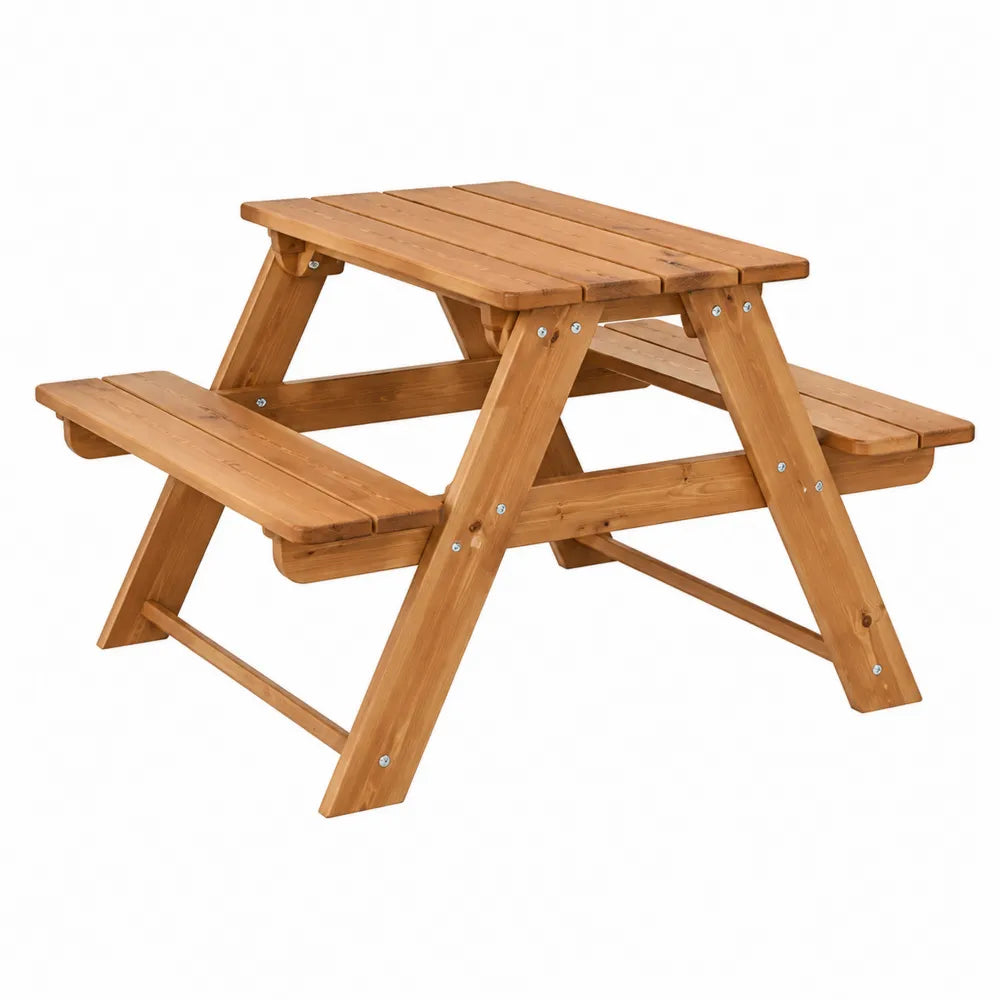 Table de pique-nique en bois de pin avec bancs intégrés