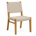 Chaise en bois de teck et polyester tressé beige