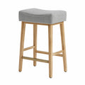 Tabouret de bar en bois avec assise en tissu gris