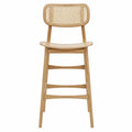 Tabouret de bar en bois de chêne et rotin, hauteur 110 cm