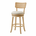 Tabouret de bar en bois avec dossier en rotin et siège en polyester