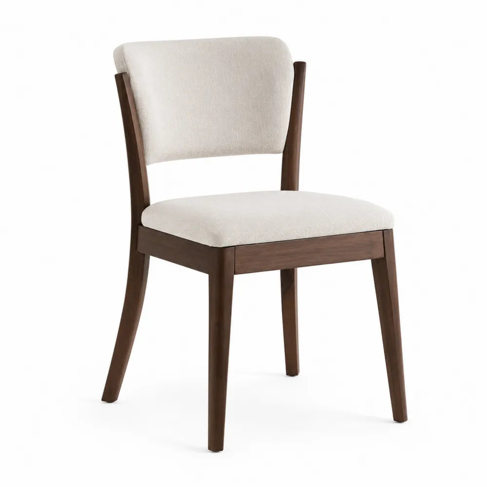 Chaise en bois avec revêtement en polyester beige