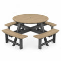 Table de pique-nique ronde extérieure en bois composite et acier, 120 cm