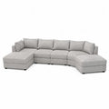 Canapé modulaire en tissu polyester gris clair avec méridiennes, forme en U