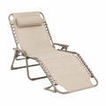 Chaise longue en textilène beige avec cadre en acier réglable