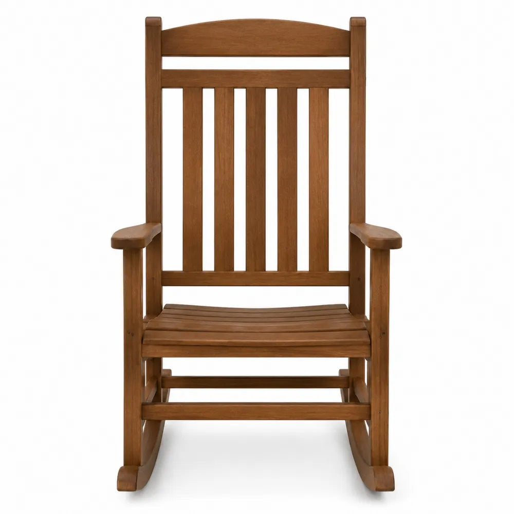 Chaise à bascule en bois d'acacia huilé marron