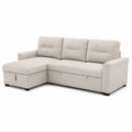 Canapé d'angle tissu beige avec rangement intégré