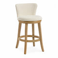 Tabouret de bar pivotant en chêne et tissu crème