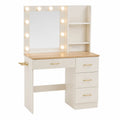 Coiffeuse en Bois et Métal avec Miroir LED et Tiroirs