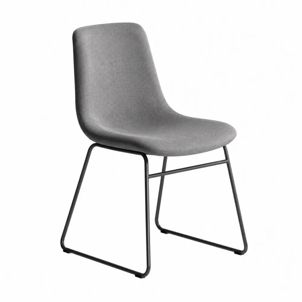 Chaise en tissu polyester gris avec structure en acier