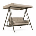 Balançoire de jardin 3 places en métal taupe avec coussins en polyester