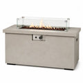 Table de feu en béton avec pare-brise en verre trempé pour extérieur